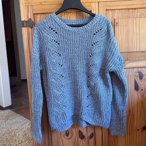 Grayish blue cable knit sweater